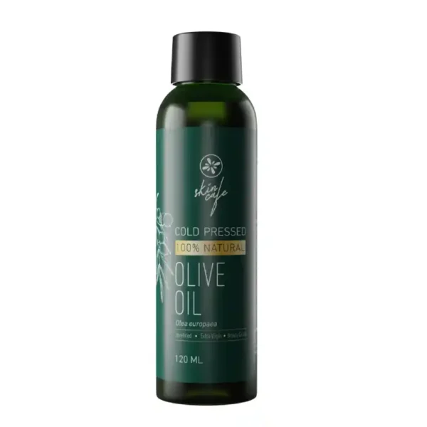 Skin Cafe- Organic Extra Virgin Olive Oil A light and gentle conditioning oil for the skin and hair. A general purpose oil, nutrient rich with vitamins, nourishes and improves complexion reviving its natural glow. This gentle oil is useful to use on sensitive or irritated skin. This oil smooths hair cuticles, helps to control hair fall and adds luster to damaged hair. Benefits 100% pure & extra virgin Smooths hair cuticles Reduces hair fall Improves complexion How to useFor skin For skin- Use on its own as a massage oil before bath & on the driest parts of your body after bath on slightly wet skin For hair- Use on its own as a conditioning treatment before shampooing or mix with organic coconut oil & pure castor oil for better results. Size-120ml